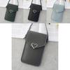 Trendy Women Simple Pu Leather Heart-shaped Decor Transparent Touch-screen Mobile Phone Bag