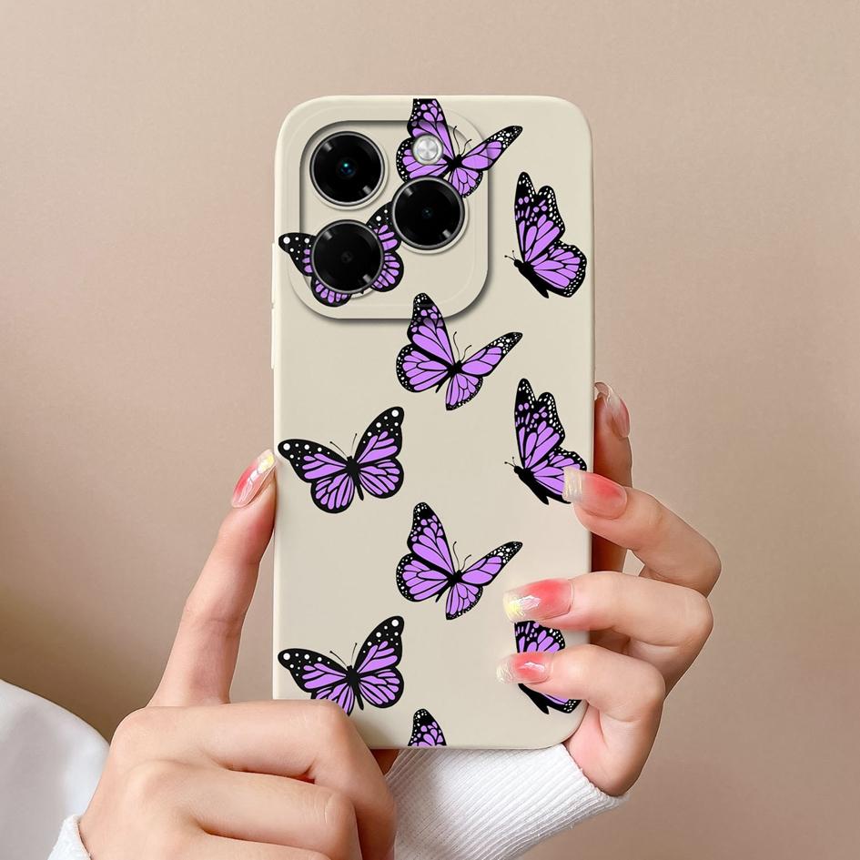 Compatible For Infinix Note 40X Zero 40 Smart 9 Hot 50 50i 50Pro Plus 5G 4G Soft Case Pretty Butterfly Fancy Sunflower Silicone Shockproof For Infinix