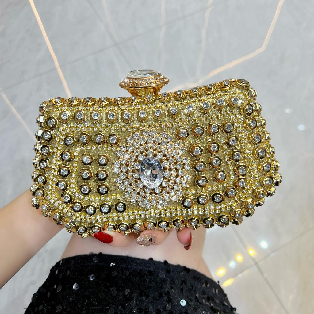 Borsa da sera elegante per banchetti con intarsi di diamanti, pochette da donna, borsa a tracolla per abito impreziosita da cristalli