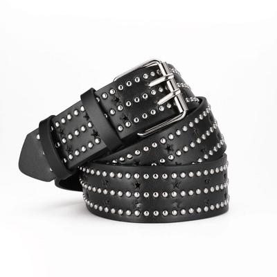 Pasek Unisex Punk Rock z Ćwiekami i Pociskami - Styl Motocyklowy i Hip Hop