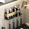 Wall-Mounted Punch-Free Toothbrush and Mouthwash Holder Set