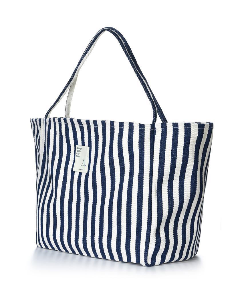 The-Abon Cotton Mini Striped Big Shoulder Bag Red