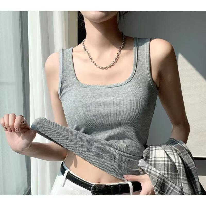 Women's Wide Shoulder Sleeveless Camisole: Spring/Summer Arrival with Big U Neck, Versatile Outerwear and Popular Douyin Style Vest