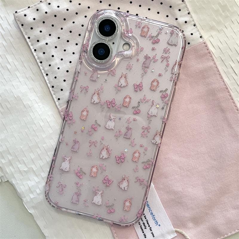 

Floral Bow Rabbit Stand Compatible Case for iPhone 17, 16 Pro Max, 15, 14 - Women s Edition 16 Pro Max