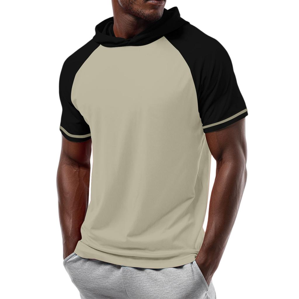 Pánské tričko s kapucí s krátkým rukávem a rovnými rameny