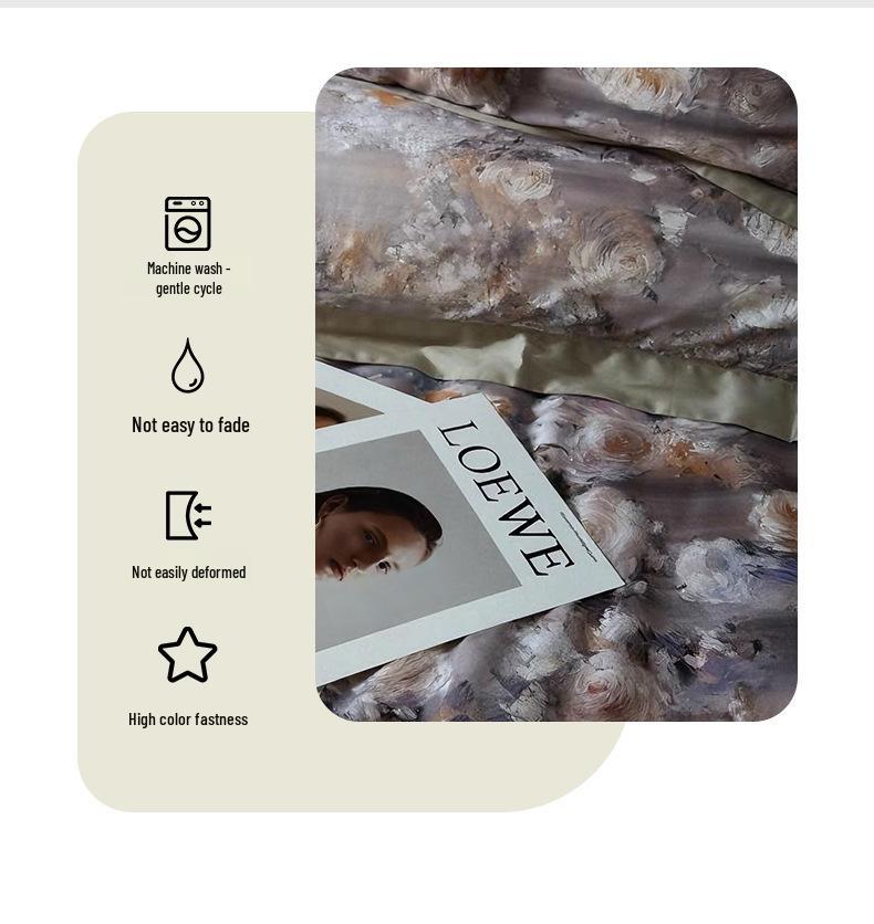 Herbst/Winter Hautfreundliches Reines Baumwoll 4-teiliges Bettwäsche-Set mit Verdicktem Digitaldruck