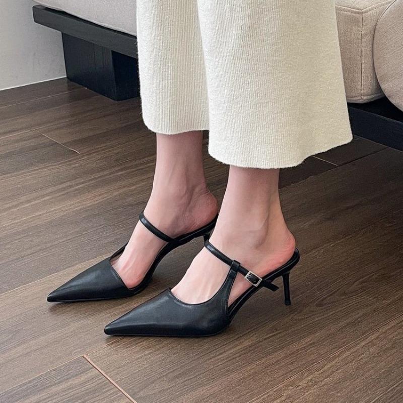 Sexy Pointed Toe Slippers Women High Heels Mules Shoes Summer 2024 Fashion Dress Slingback Sandals Pumps Flip Flops Mujer Slides