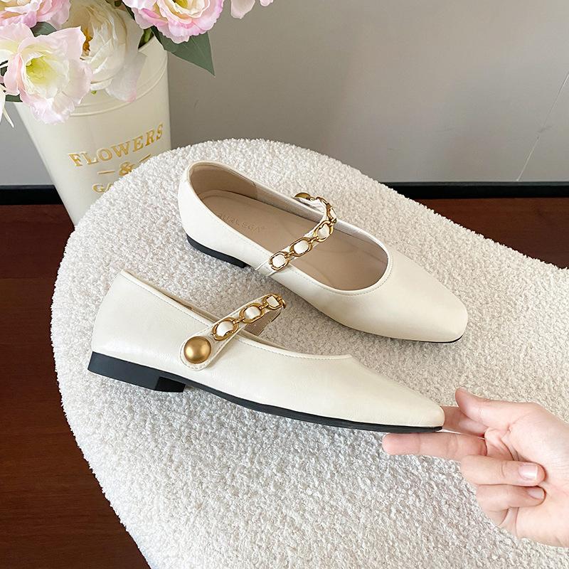 Retro Low-heeled Soft-soled Mary Jane Shoes for Women's Spring and Summer New with Skirts, Small Square Head, Gentle Wind, Evening Single Shoes