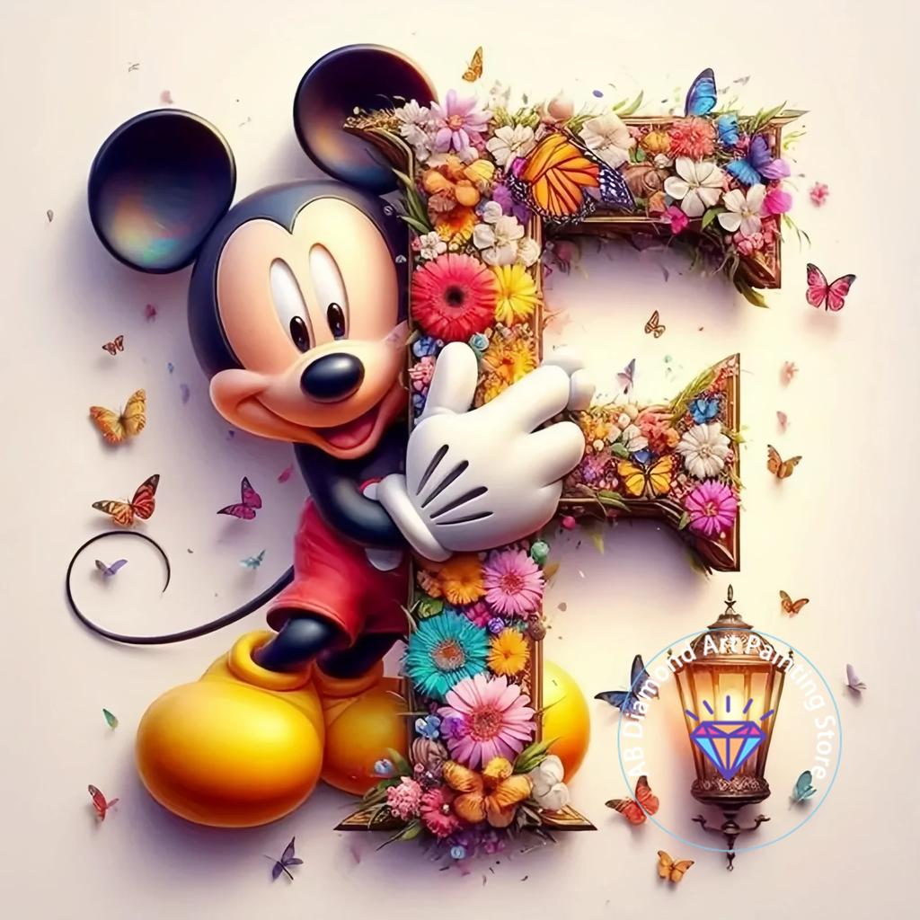 Mickey Mouse Minnie Letter Diamond Painting Kit 5D DIY Diamond Embroidery Cross Embroidery Handmade Art Gift Home Decoration