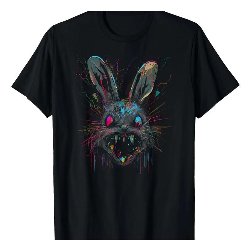 Camiseta Psycho Crazy Paint Bunny Horror Para Pascua Y Hallo S разноцветный