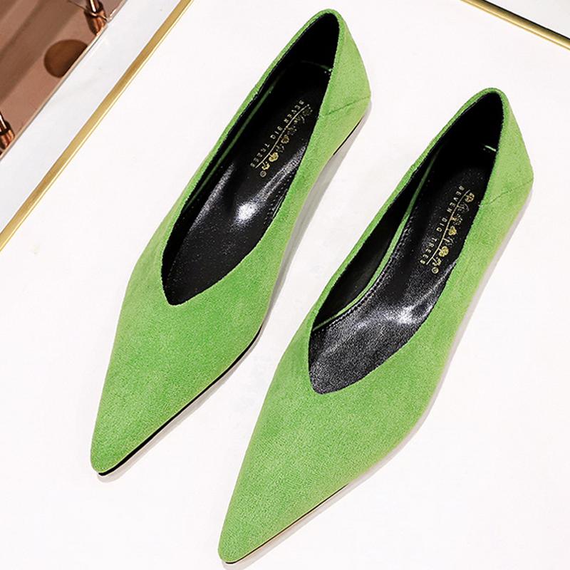 Fashion Women 0.5cm Low Heels Leisure Outside Flats Female Fashion Suede Surface Low Heels Lady Sexy Evening Party Slip On Flat Shoes