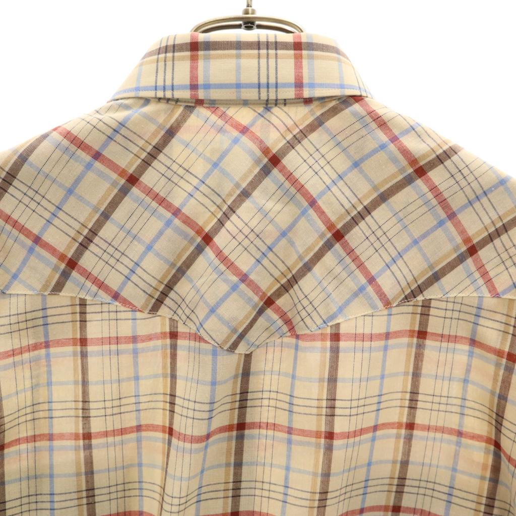 Wrangler 80s vintage Check Pattern Short sleeve Long Tail shirt 16 Gurege Men's Used