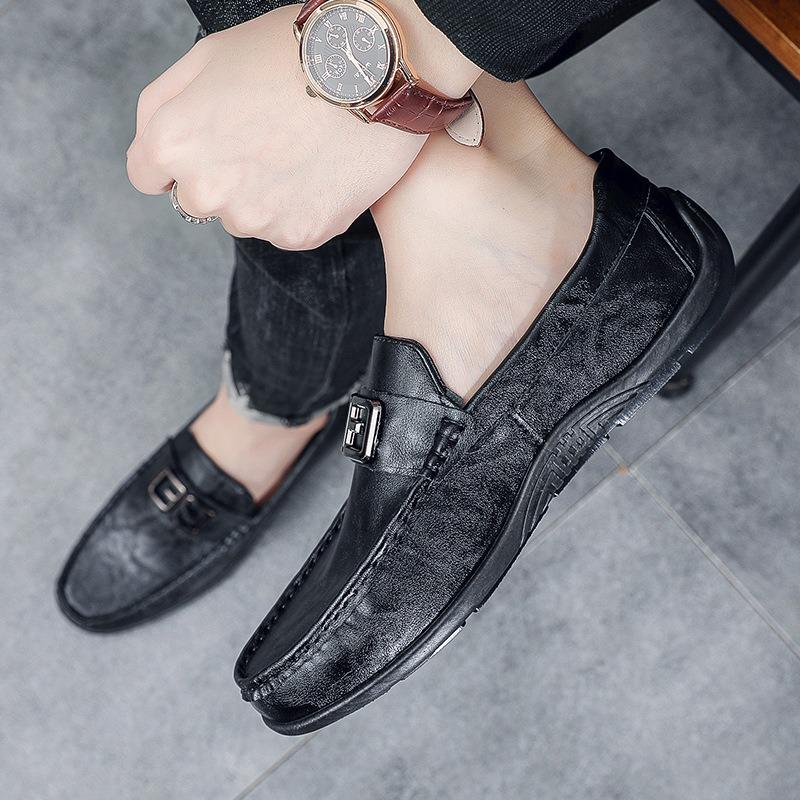 Spring Men's Shoes New Soft-soled Men's Casual Leather Shoes One Pedal Driving Doudou Tide Shoes