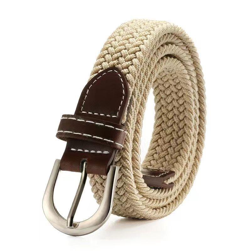 No Hole Punch Men's & Women's Braided Belt Elasticated Stretch Canvas Belt Korean Version Versatile Student Belt