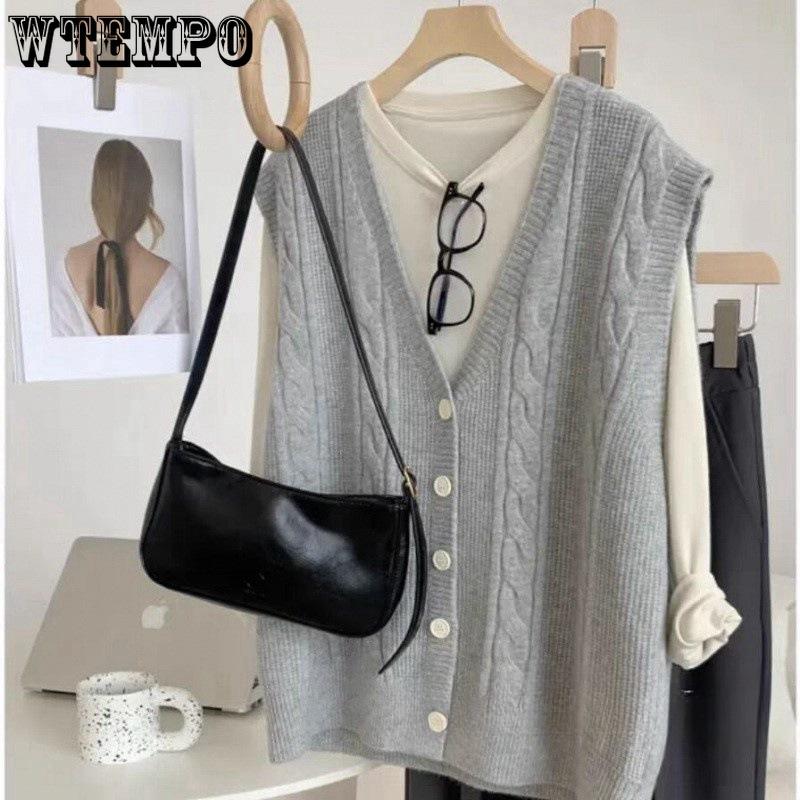 Early Spring Women's Knitted Vest Sleeveless Design Feel External Sweater Tank Top