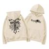 European American High Street Spider Cross Autumn Winter Fleece Warm Hooded Sweatshirt Casual Adult Men Versatile Soft Daily Use