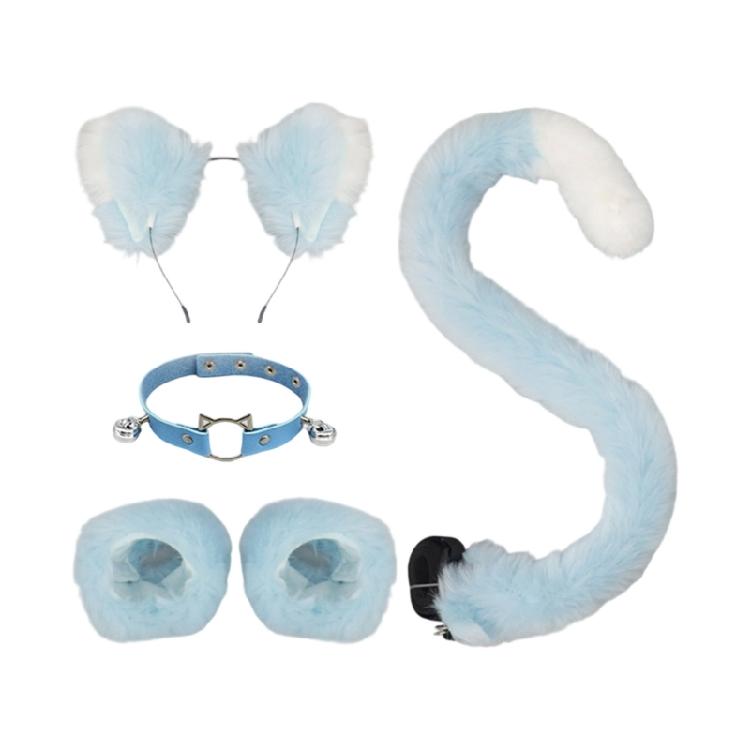 

Animal Cats Costumes Cats Ears Headband Tail Choker Wrist Cuffs Animal Fancy Costume Halloween Cosplay Party Accessory небо синє кольору/білий