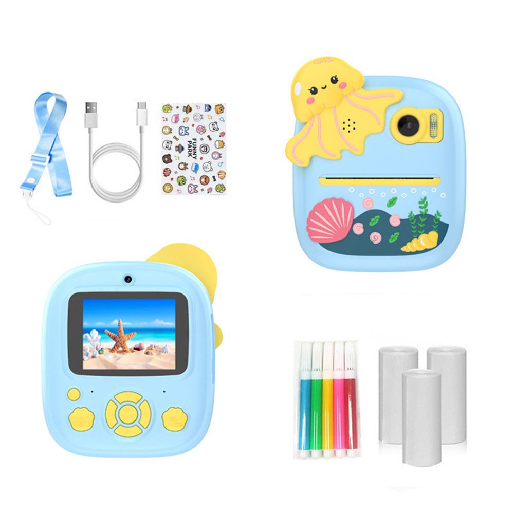 

P8 Kids Camera Dual Lens Instant Print 2.4 Inch IPS Screen Video Recorder with 32GB Card+Card Reader Blue