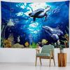 Underwater World Tapestry Wall Hanging Dolphin Shark Seaweed Art Print Tapestry Cartoon Home Sheets Bedroom Wall Decoration