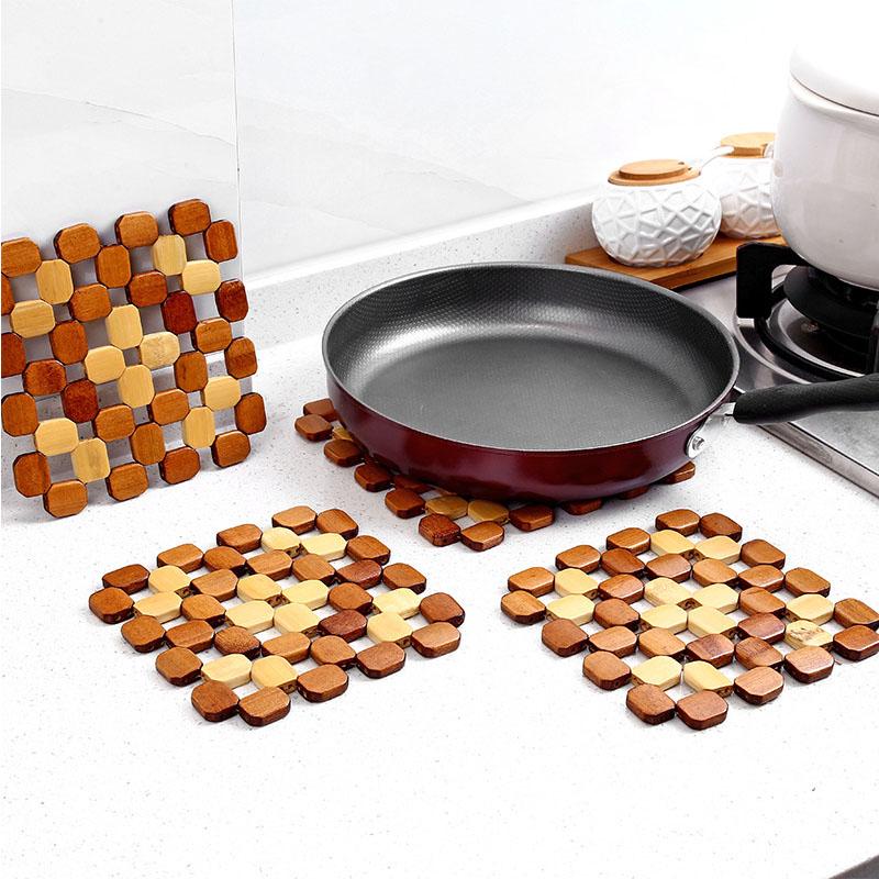 1pc Bamboo Placemats Heat-Resistant Place Mats Dinner Table Mats Trivets Dishes Pad for Kitchen Table