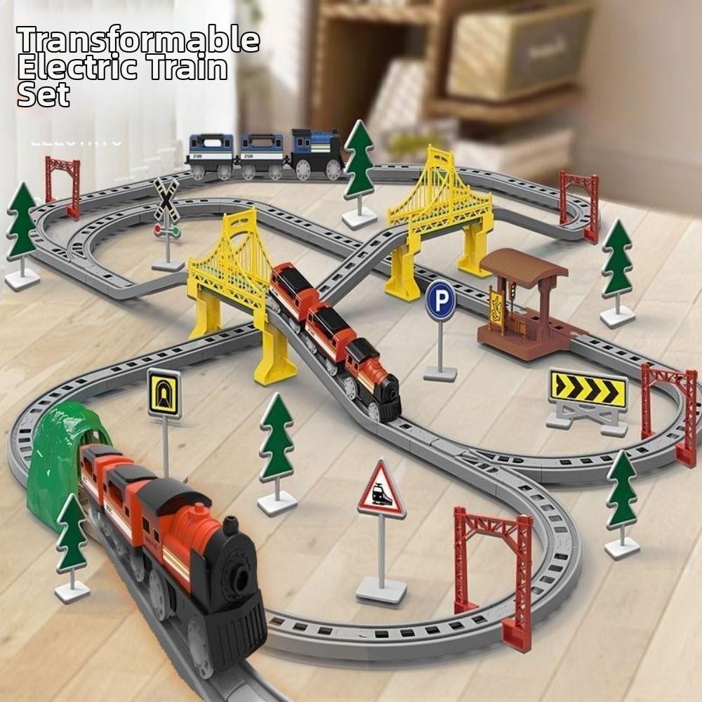 with Box Train Toys Set Plastic Kids Electricity Track Rail Car Toys