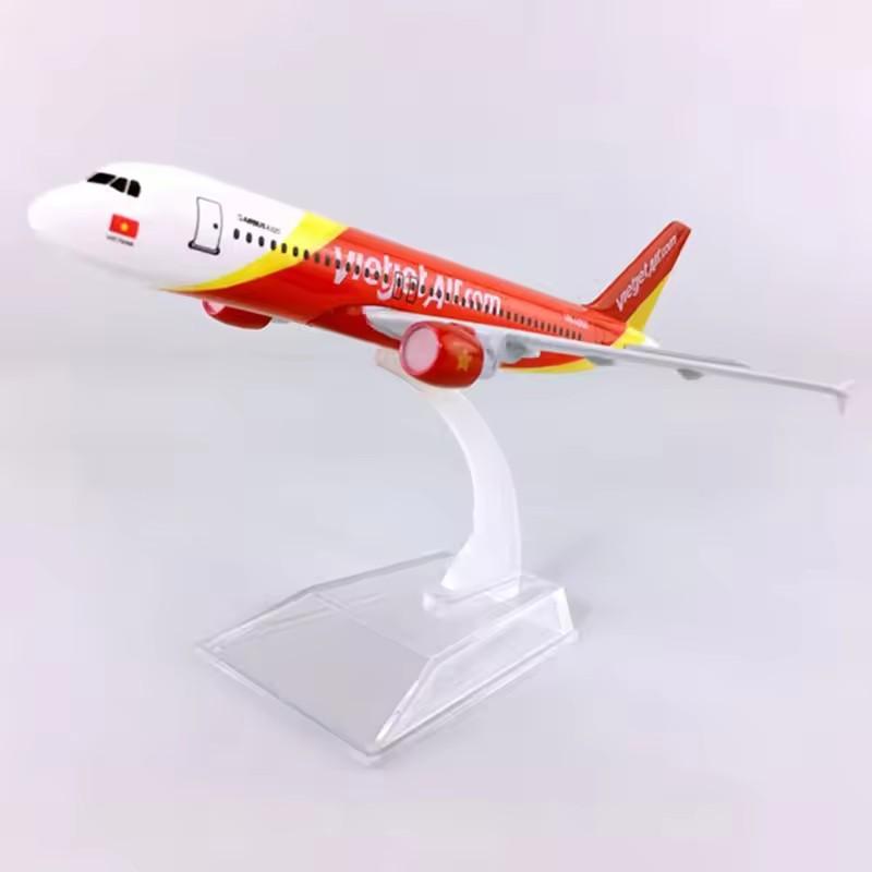 דגם מטוס 1/400 16 ס"מ עבור A320 Vietjet Airlines מטוס מסגסוגת עם תושבת קישוט דגם מתכת מסגסוגת