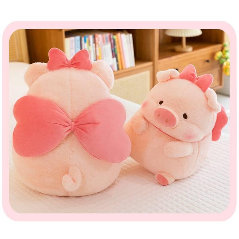 Plush Bowknot Pig Toy Cartoon Animal Stuffed Doll Decoration Kids Cute Gift