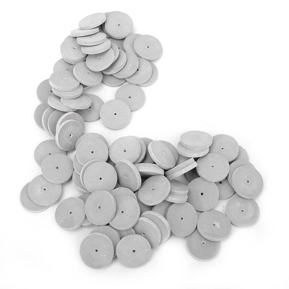 100pcs Dental Laboratory Burs Abrasive Grinding Polishing Rubber Wheel Tool (Grey Fine)