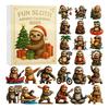 Sloth Advent Calendar Fun Christmas Decoration 24 Acrylic Sloth Collectibles 24-Day Countdown Calendar Holiday Gift for Sloth Lovers