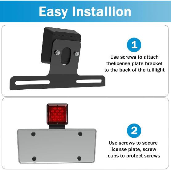 Trailer License Plate Bracket Steel Heavy Duty License Plate Bracket for Certain UTV ATV Truck RV Boat Mounting with Accessories (1 PCS)