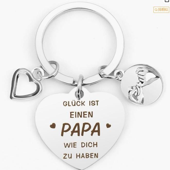 German Fathers Day Birthday Gift Bester Papa Der Welt Stainless Steel Keychain Stainless Steel Keychain for Backpack Bag Pendant