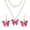 Fashion Choker Chain Pearl Necklace Earrings Sets for Women Jewelry Cute Colorful Butterfly Gold Color Chain Vintage Jewellery