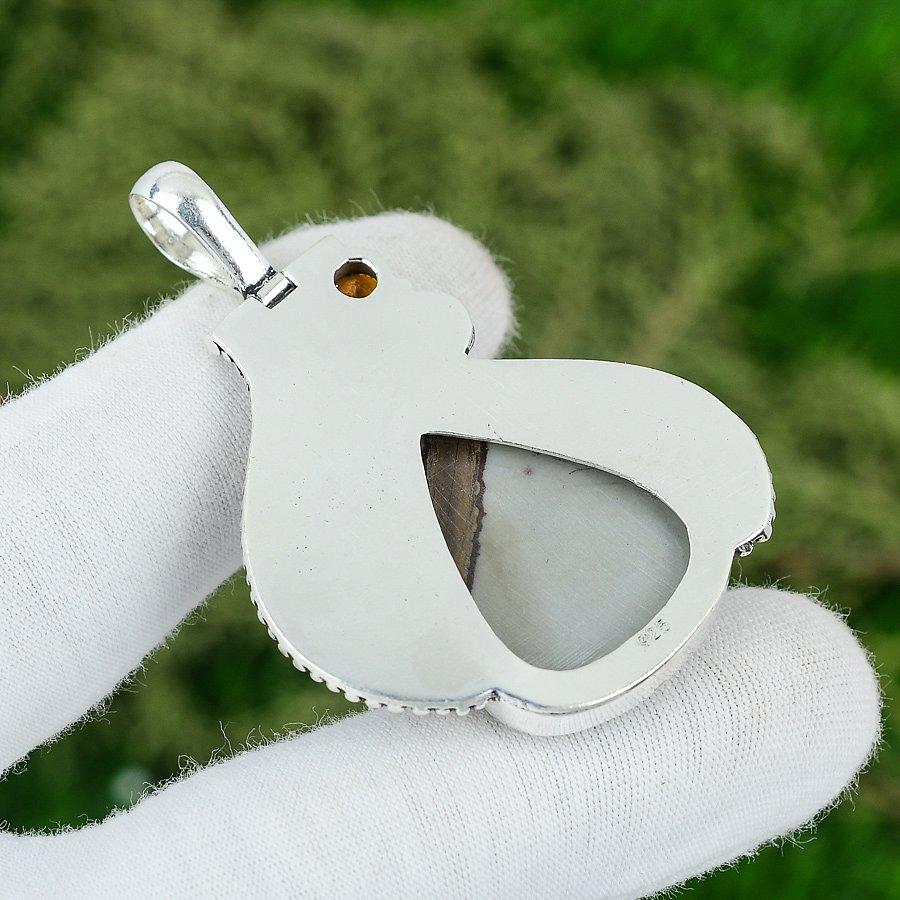 Natürlicher polychromer Jaspis Edelstein Anhänger 925 Sterling Silber Indischer Schmuck