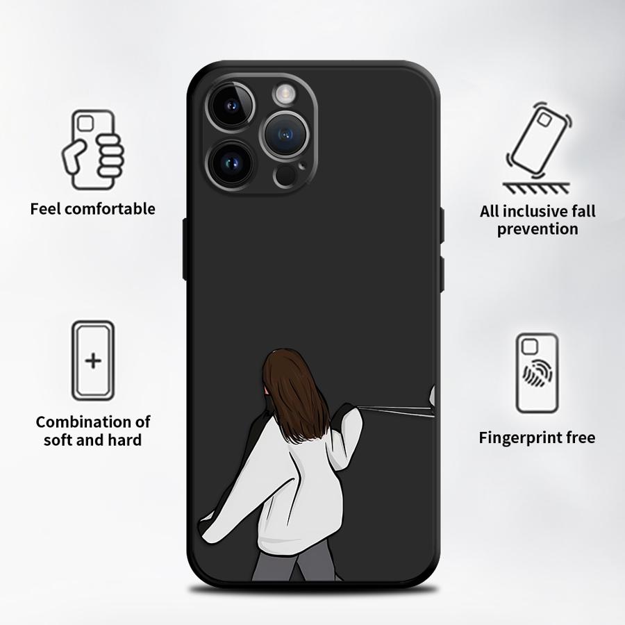 Minimalist Couple Matching Case For iPhone 17Air 16 15 14 13 12 11 Pro Max Plus Friends Cartoon Shockproof Soft TPU Back Cover