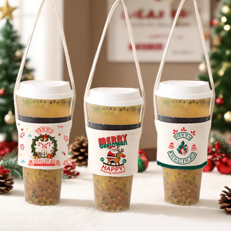New Christmas Milk Tea Cup Cover Office Portable Mobile Coffee Cup Student Thermos Cup Protective Cover Universal