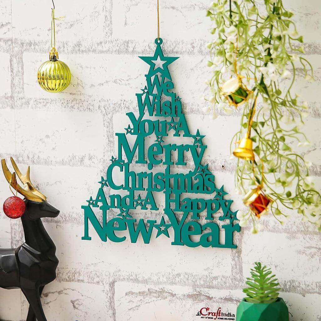 Hölzerner Grüner Froher Weihnachtsbaum Wandbehang Prunkstück Wir wünschen Ihnen ein frohes Weihnachtsfest und ein glückliches neues Jahr | Weihnachtsdekorationsartikel