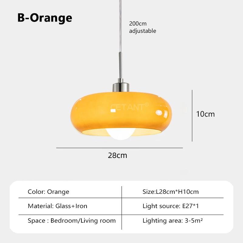 Lumină Pendant LED din Sticlă Medievală Portocalie/Albă Decor Acasă Candelabru Living Restaurant Dormitor Decor Interior Lampă Suspendată