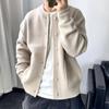 Men Knitwear Round Neck Long Sleeves Single-breasted Pure Color Cardigan Knit Coat Loose