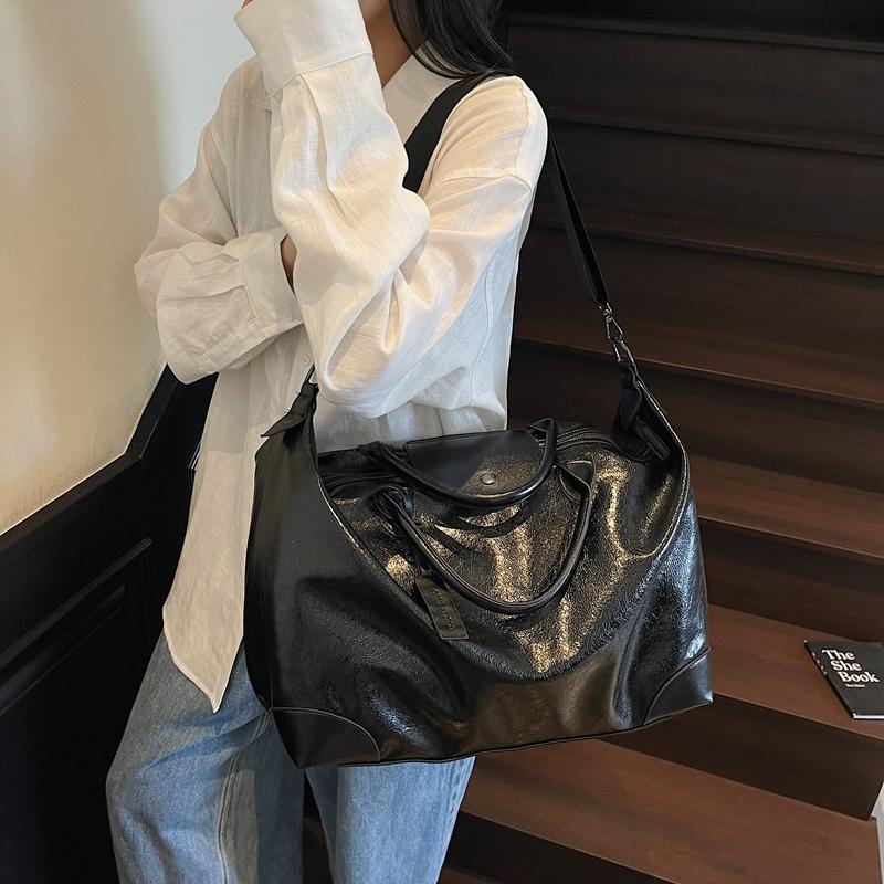 Women's Large Capacity PU Travel Bag Sports Fitness Storage Bag Tote Bag