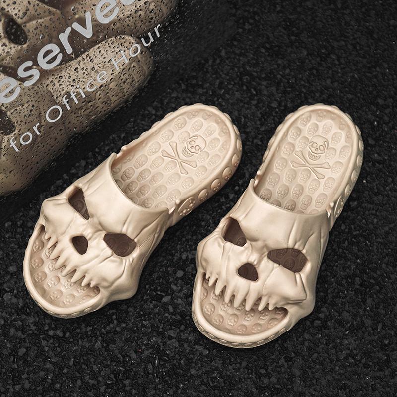47 Size Personalized Skull Design Men Slippers Summer Outdoor Fun Novelty Slide Thick Sole Platform Beach Non-slip Women Slipper