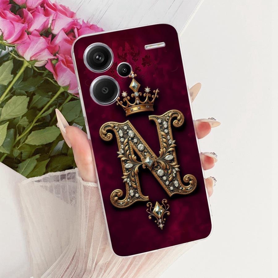 For Xiaomi Redmi Note 13 Pro Plus Case Initial Letter Silicone Protective Soft Back Cover For Redmi Note13 13Pro 5G Phone Fundas