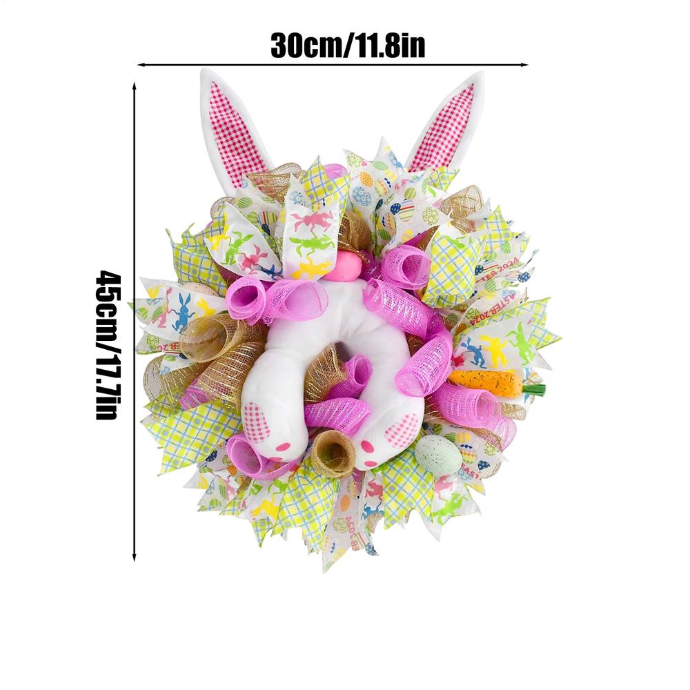 New Easter Bunny Wreath Colorful Door Wall Ornaments Happy Rabbit Home Party Creative Garland Festival Decoration Props