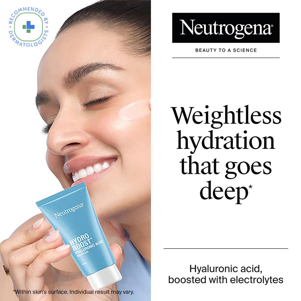 Neutrogena Hydro Boost Hyaluronic Acid Face Moisturizer 15ml | Oil free non sticky light water gel fast absorbing