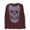 HYSTERIC GLAMOUR Red 01173NS04 SKULL Cable Braid Pullover Tops FREE Bordeaux grayUsed