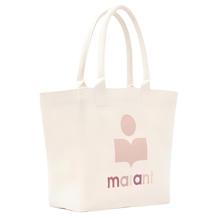 Isabel Marant Yenky Logo Detail Top Handle Cotton Tote Bag Shopping Bag Shoulder Handbag Small Women Tote Beige PM0002FAB1X01O23ECSMALL