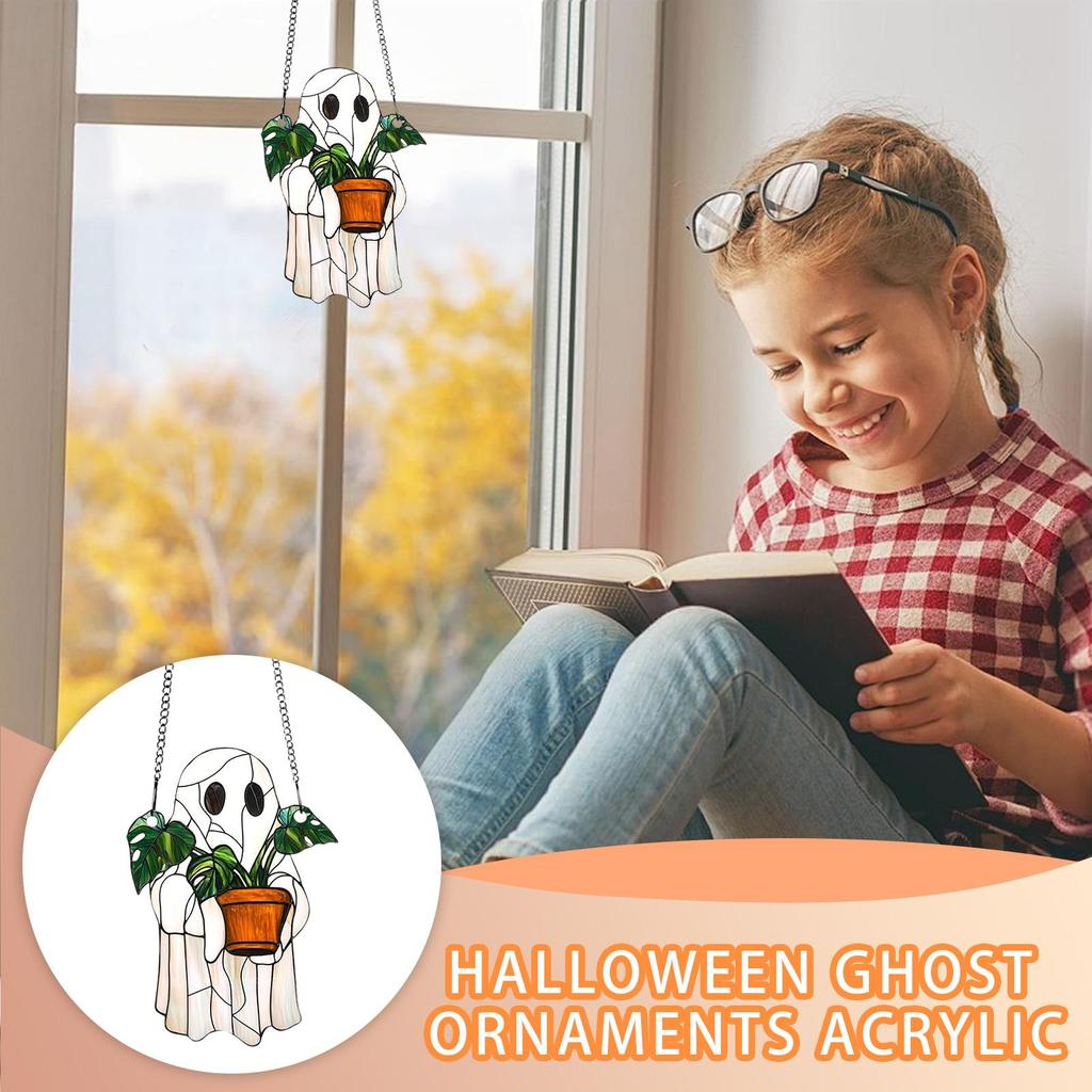 Ghost Sun Catcher 2D Acrylic Halloween Decor Hangable Sun Catcher for Fall Halloween Garden Indoor Outdoor Window Garden Women