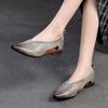 Hollow Breathable Fashion Pointed Flat Shoes Retro Genuine Leather Soft Sole Women's Slip-on Shoes