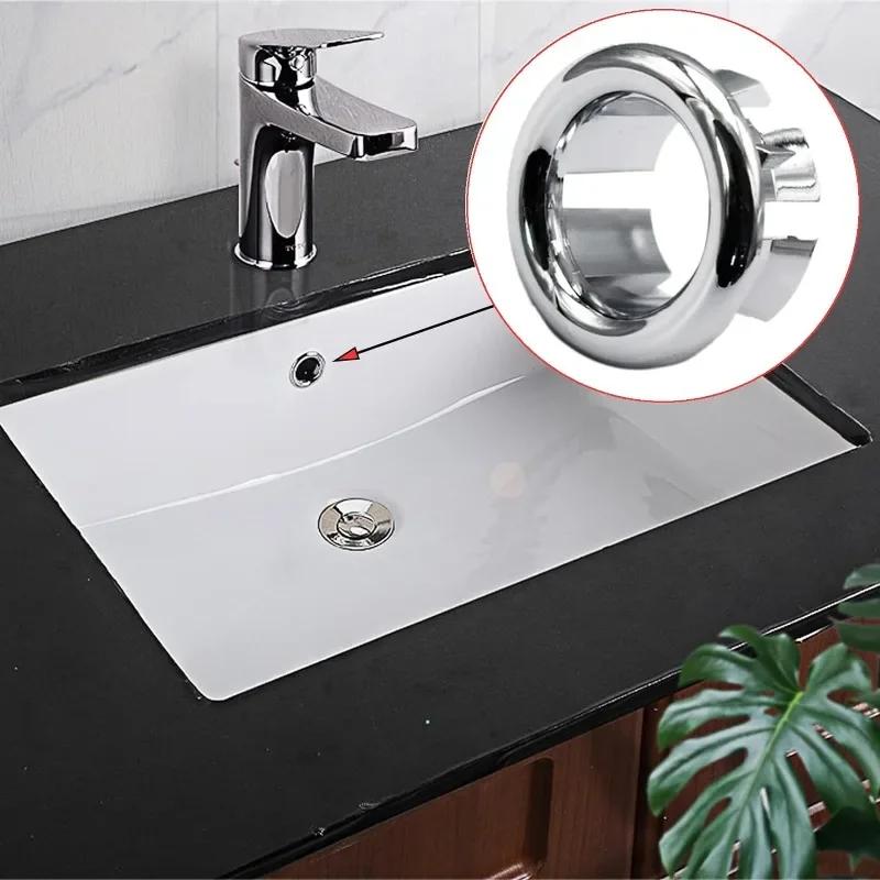 Kunststoff Spülbecken Überlaufabdeckung Küche Bad Waschbecken Zierleiste Badewanne Runder Hohlring Stopfen Ersatz Waschbecken Abdeckungen