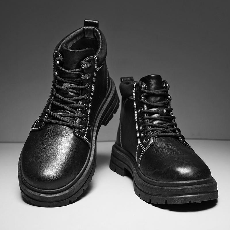 Men's High Top Casual Boots Autumn and Winter Outdoor Anti Slip Soft Soled Leather Boots Fashion Versatile Trendy Men's Shoes