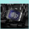 Hollow Richard Wine Barrel Shape Quartz Watch For Men Business Calendar Silicone Strap